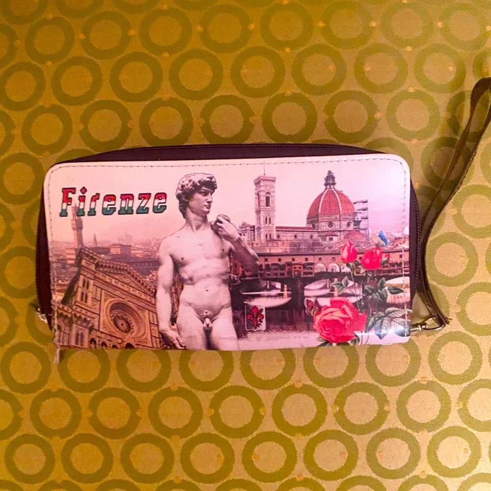Firenze synthetic leather wallet with Michelangelo David